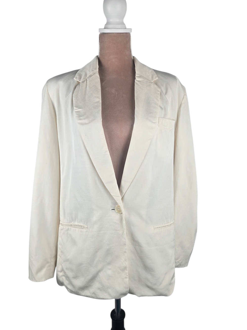 J.Crew Blazer Silk Cotton Blend Notched Lapel Tailored Pockets Ivory 6